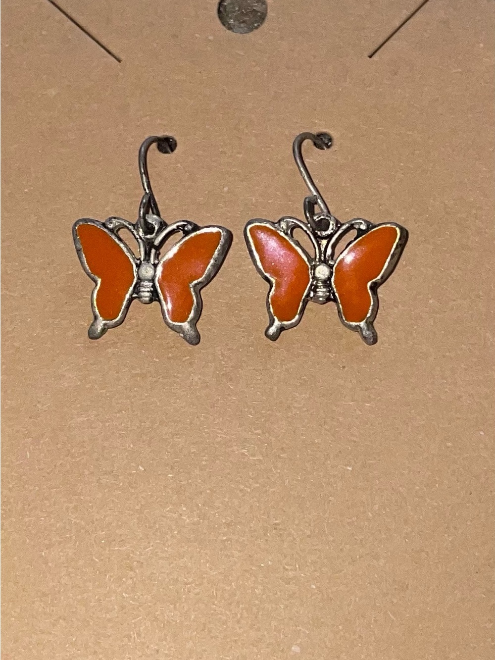 1”-long Orange Butterfly Earrings